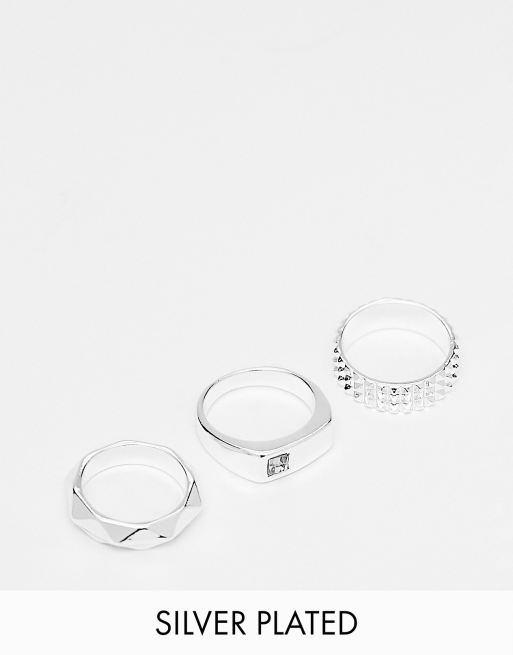 Silver Stone & Band Mix Ring Pack - Lovisa