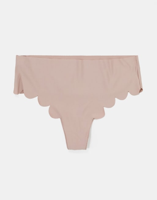 ASOS DESIGN 3 pack scallop microfibre thong in multi, 2 of 4