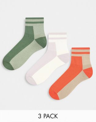 ASOS DESIGN 3 pack short boot socks in colourful marls