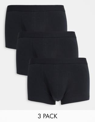 Asos Design 3 Pack Short Trunks In Black In Organic Cotton Save