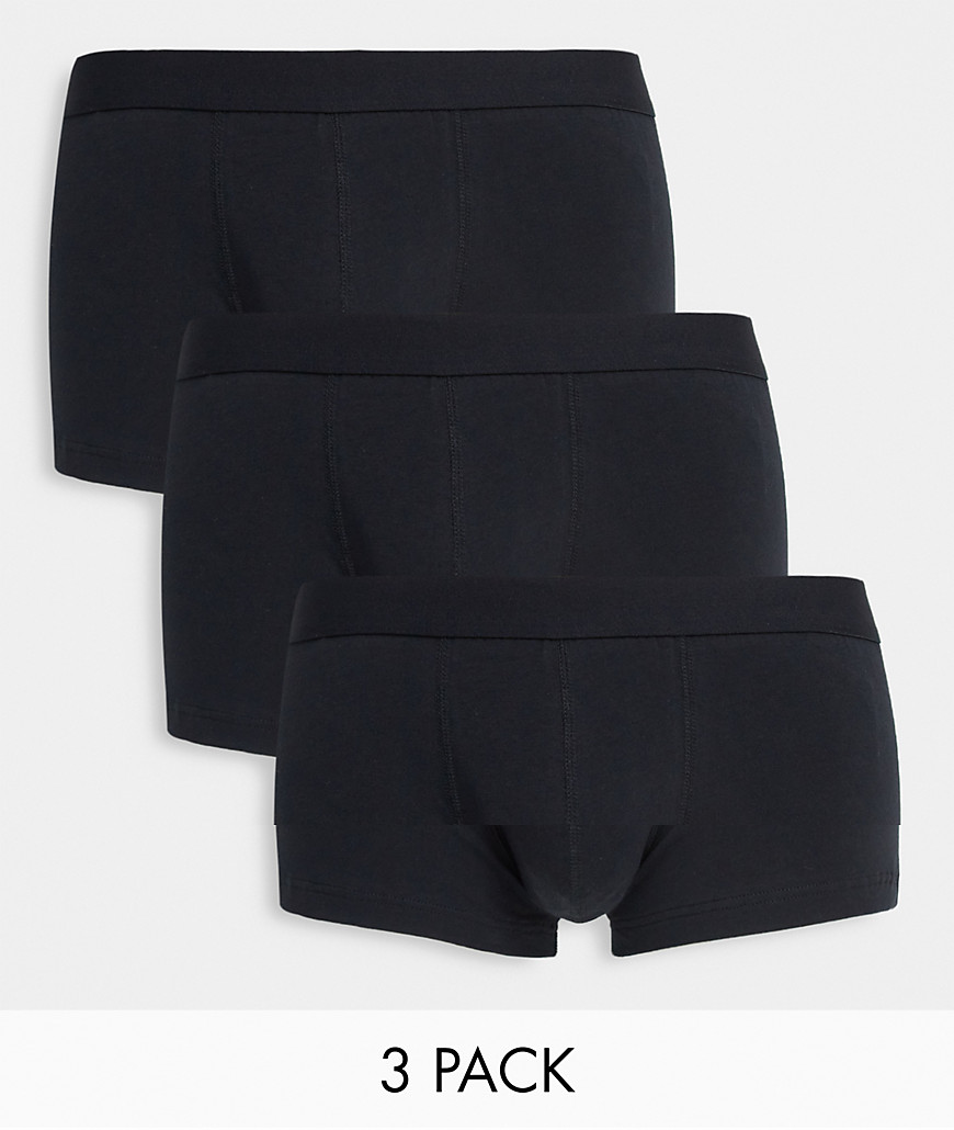 Asos Design 3 Pack Short Trunks In Black