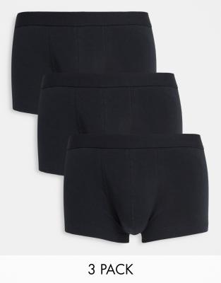 ASOS DESIGN 3 pack short trunks in black