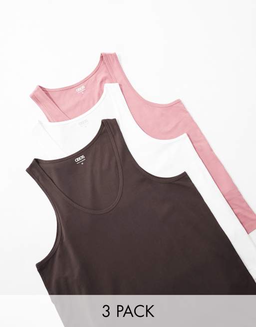 ASOS DESIGN 3 pack singlets in multiple colours