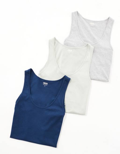 ASOS DESIGN 3 pack singlets in multiple colours