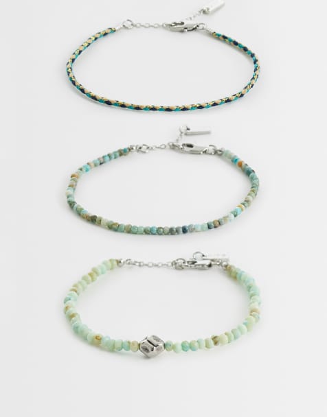 ASOS DESIGN 3 pack skinny beaded and rope bracelets in multi - view 1