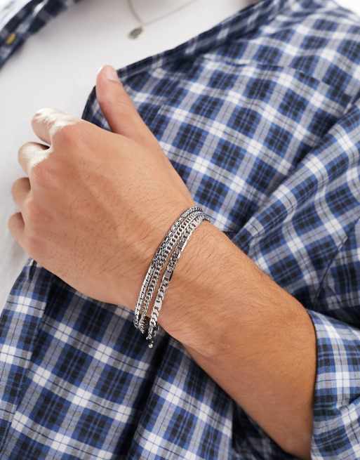 ASOS DESIGN 3 pack skinny chain bracelets in silver tone