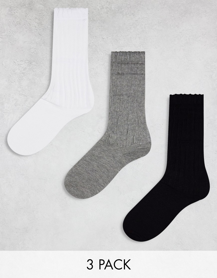 ASOS DESIGN 3 pack slouch long ankle socks in multi