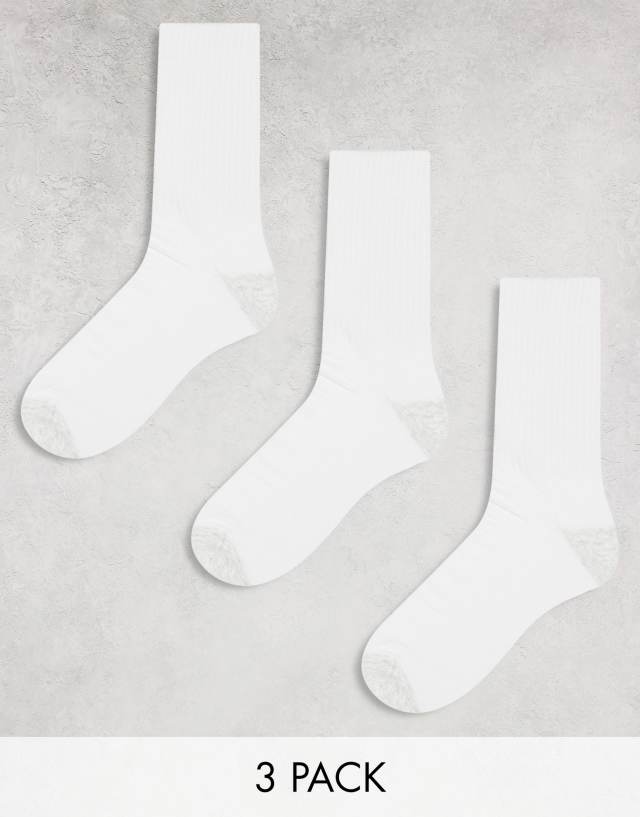 ASOS DESIGN - 3 pack sock in white with grey heel and toe detail