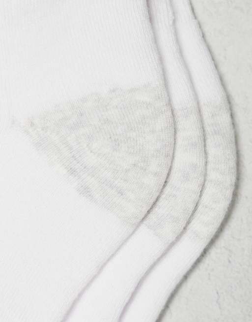 ASOS DESIGN 3 pack sock in white with grey heel and toe detail, 2 of 4