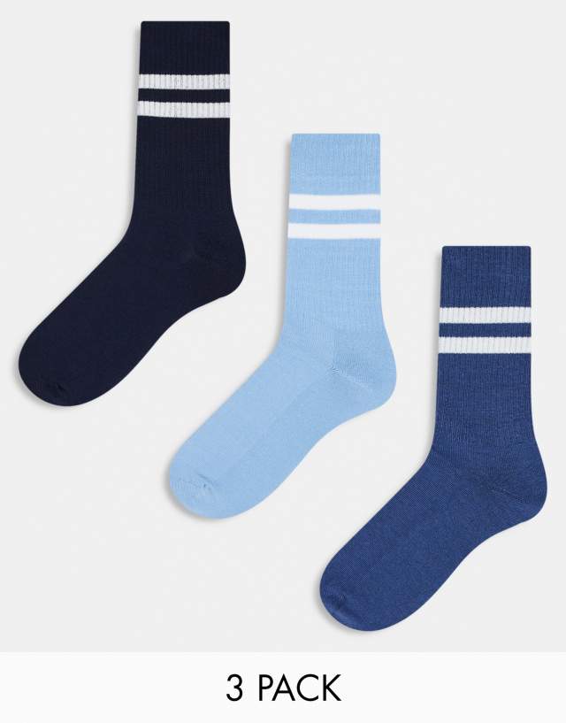 ASOS DESIGN - 3 pack sock with stripe in blue