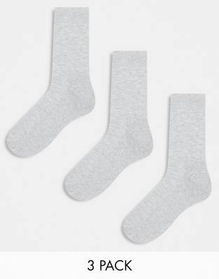 ASOS DESIGN 3 pack socks in grey