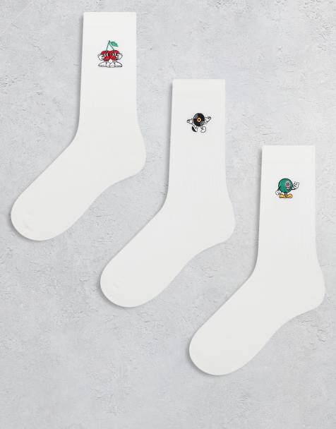 ASOS DESIGN 3 pack socks with characters graphics in white - CREAM - view 1