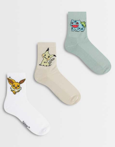 ASOS DESIGN 3 pack socks with Pokemon graphic in multi - view 1