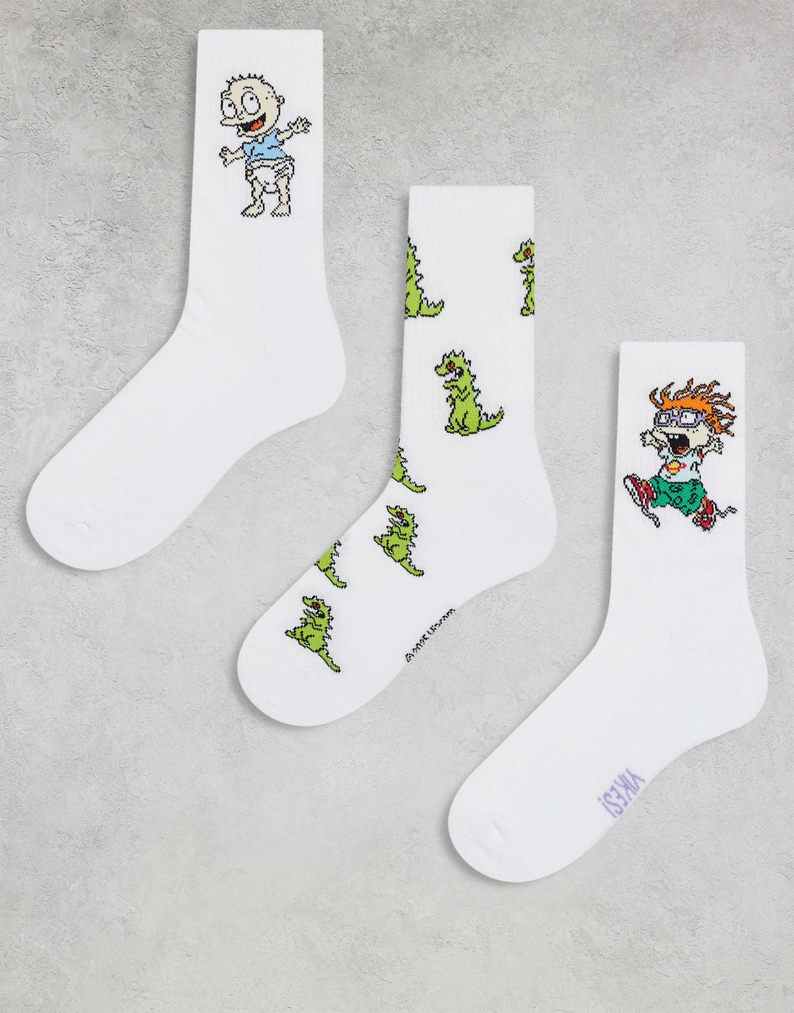 Носки ASOS DESIGN из 3-х упаковок с рисунком Rugrats белого цвета