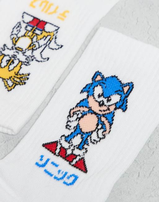 ASOS DESIGN 3-pack socks with Sonic graphics in white, 3 of 3