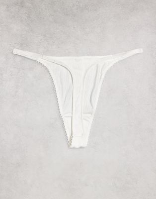 Asos Design 3-pack Soft Rib Tanga Thongs With Picot Trim In Multi