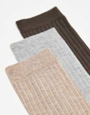 Asos Design 3-pack Soft Ribbed Socks In Multi