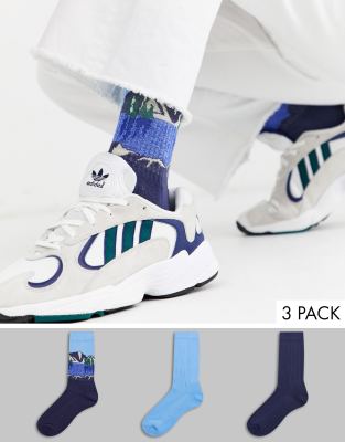 ASOS DESIGN  Sportiga strumpor med vattenlandskap i 3 pack  Spara-Blå Blå