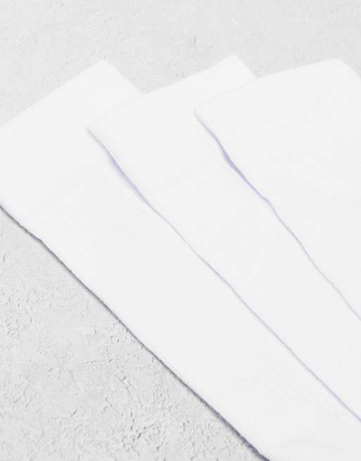 ASOS DESIGN 3 pack sports sock in white with grey heel and toe detail, 4 of 4