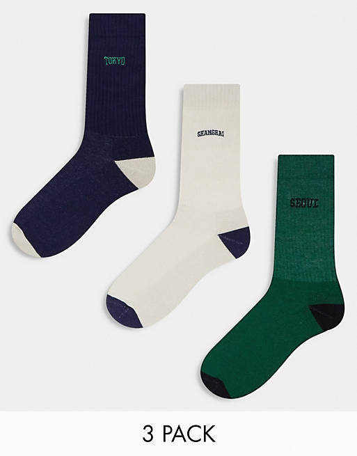 ASOS DESIGN 3 pack sports socks with embroidery detail | ASOS