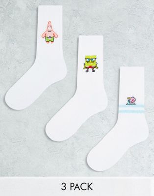 ASOS DESIGN 3 pack sports socks with Spongebob, Gary and Patrick - ASOS Price Checker