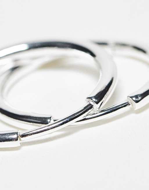 Sterling Silver Hoop Earrings Set of 3 Sizes 