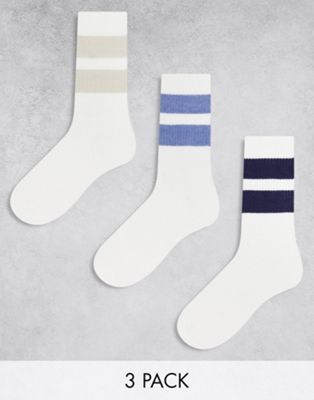 ASOS DESIGN 3 pack stripe socks in multiple colours - ASOS Price Checker