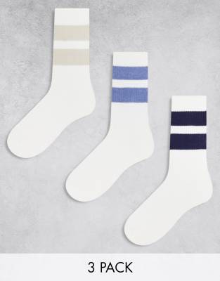 Contrast-stripe athletic socks 3-pack