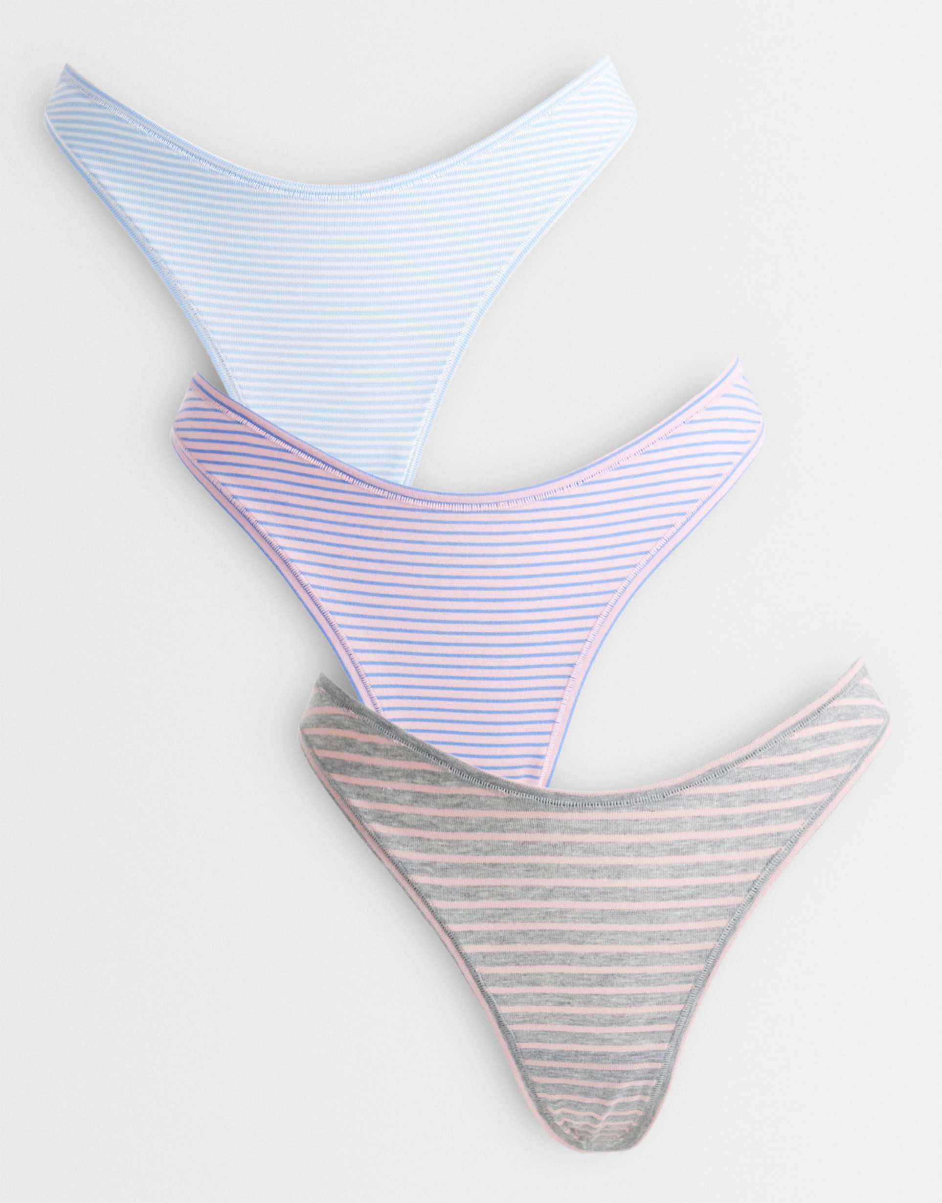 asos design 3 pack striped thong in lilac & pink
