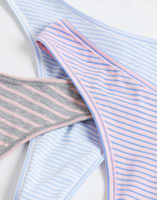 Asos Design 3 Pack Striped Thong In Multi