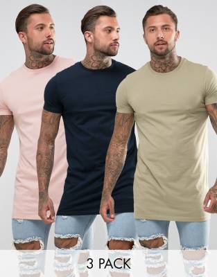 Ondeugd Stam Elementair ASOS DESIGN 3 pack super longline t-shirt with crew neck save | ASOS