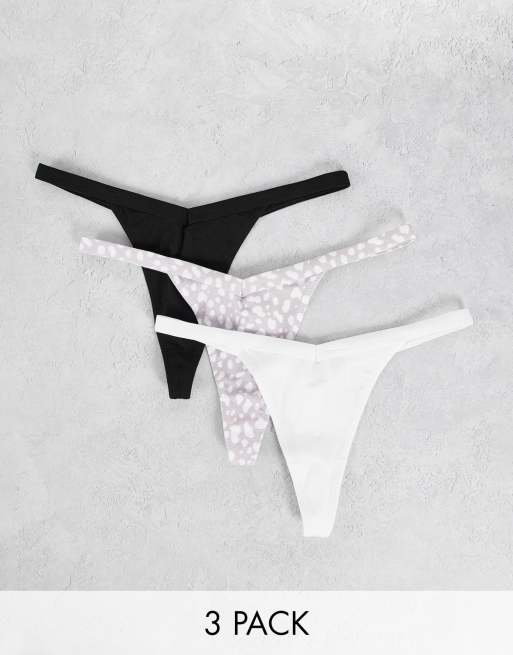 ASOS DESIGN 3-pack super soft cotton thongs in splotch