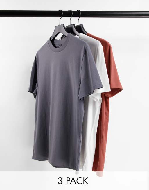 ASOS DESIGN 3 pack t-shirt with crew neck  - MULTI