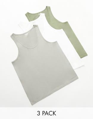 Asos Design 3 Pack Tank Top In Multi