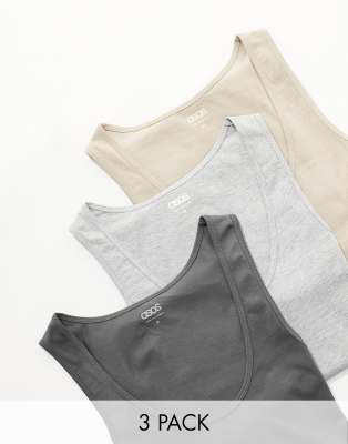 Asos Design 3 Pack Tank Top In Multi