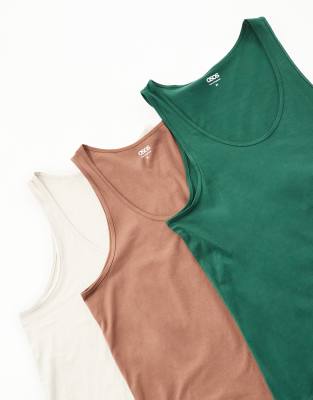 Shop Asos Design 3 Pack Tank Top In Multi