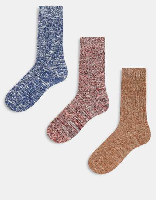 ASOS DESIGN 3 pack textured boot socks in multiple colors