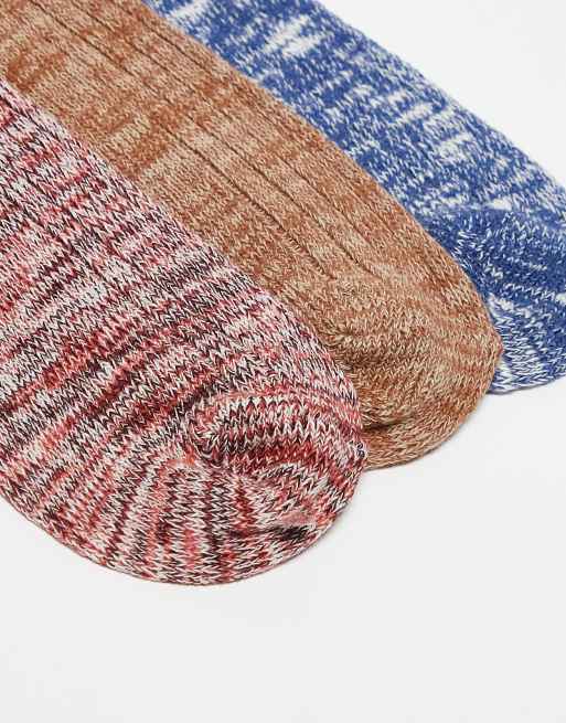 ASOS DESIGN 3 pack textured boot socks in multiple colors | ASOS