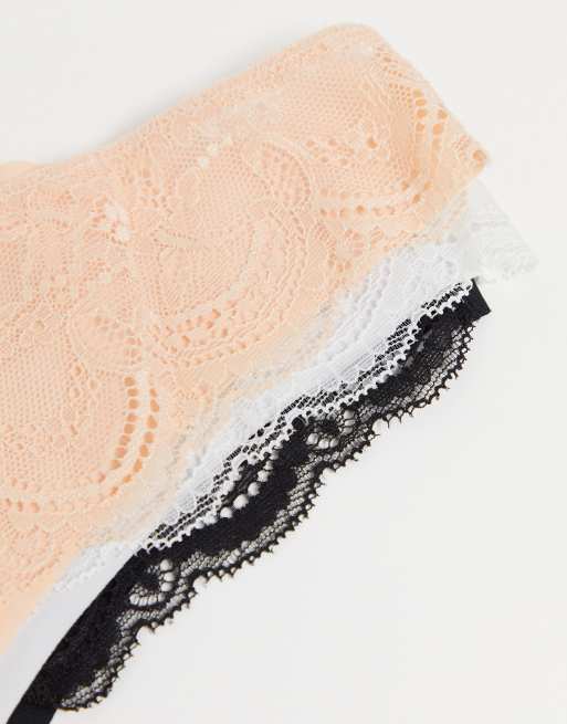ASOS DESIGN 3 pack thong in no VPL & lace in multi, 3 of 4