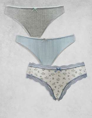 Asos Design 3-pack Mesh Scrunch Thongs In Multi