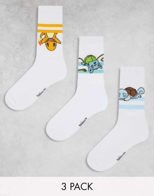 ASOS DESIGN 3 pack triple character Pokemon sports sock