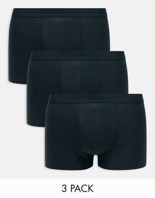 ASOS DESIGN 3 pack trunks in black cotton | ASOS