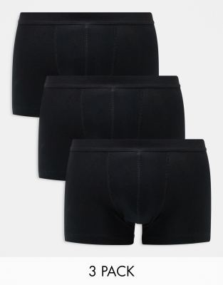 ASOS DESIGN ASOS DESIGN 3 pack trunks in black cotton