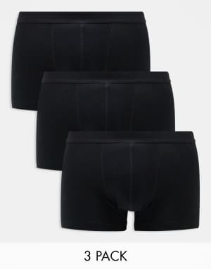 ASOS DESIGN 3 pack trunks in black