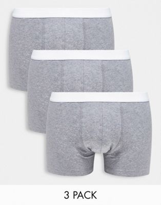 ASOS DESIGN 3 pack trunks in grey marl with waistband