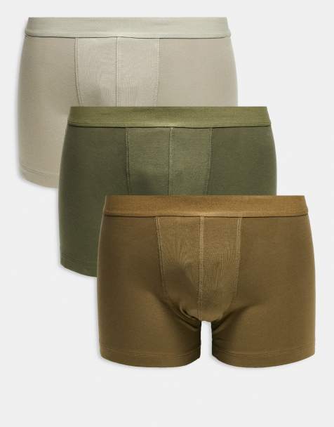 ASOS DESIGN 3 pack trunks in khaki - view 1