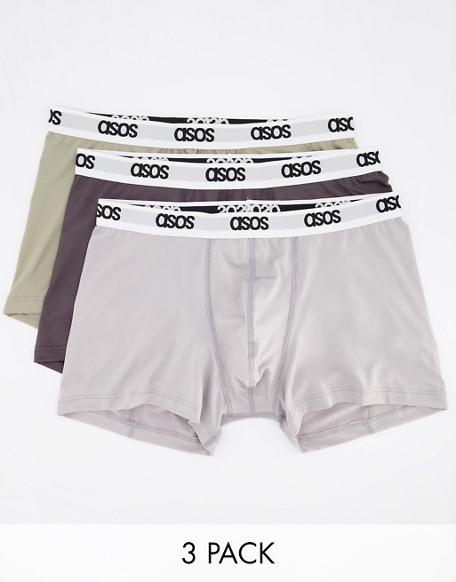 ASOS DESIGN 3 pack trunks in microfiber with ASOS waistband