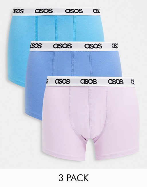 ASOS DESIGN 3 pack trunks in mixed pastels