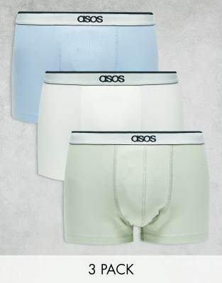 ASOS DESIGN 3 pack trunks in multiple colors