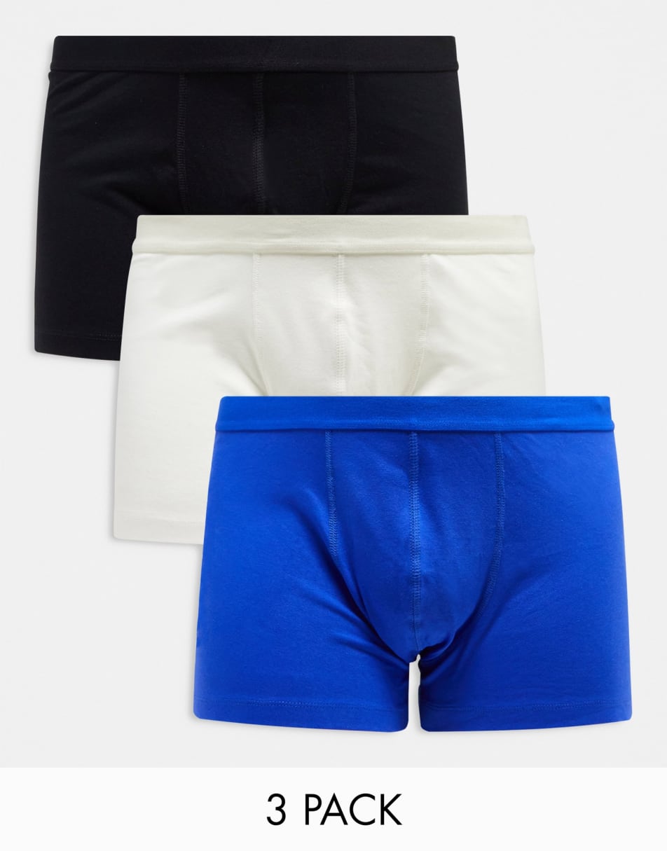 ASOS DESIGN 3 pack trunks in multiple colours